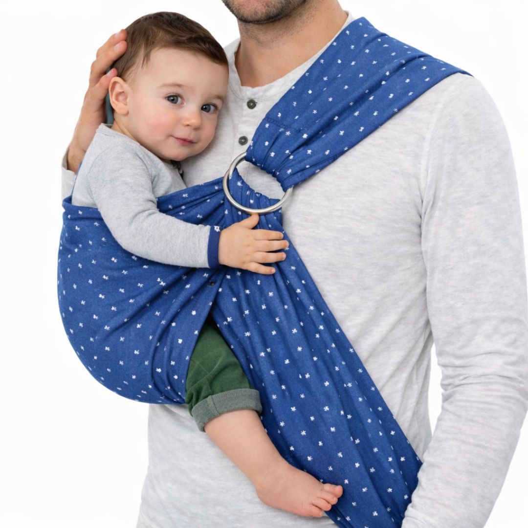 PORTA WAWA BEBE REGULABLE CARGADOR CANGURO CON ARO AZUL - 1