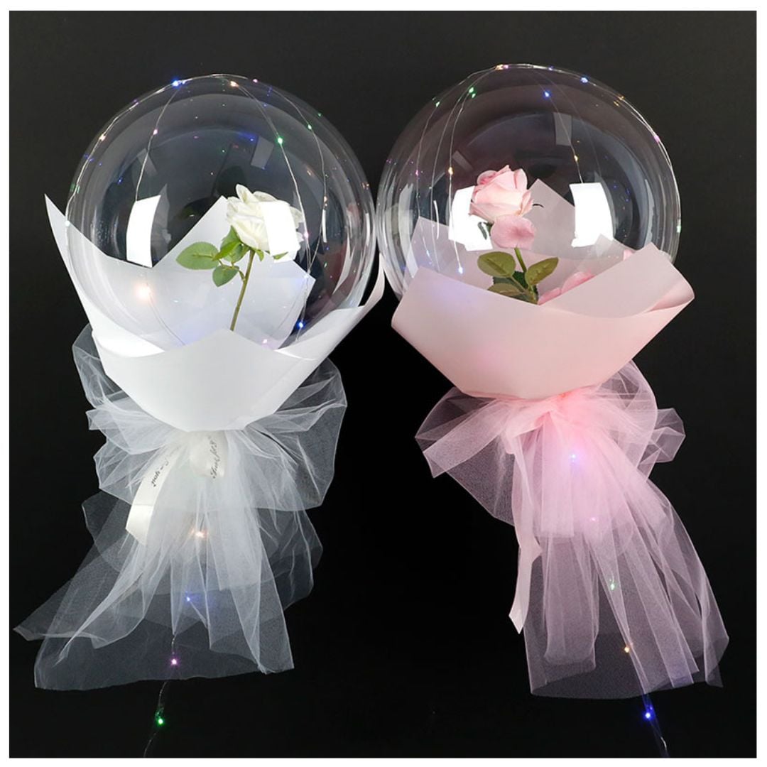 PACK 2 GLOBO BURBUJA CON LUCES LED CON ROSA - 1