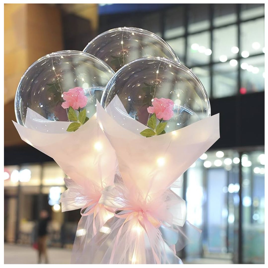 PACK 2 GLOBO BURBUJA CON LUCES LED CON ROSA - 2