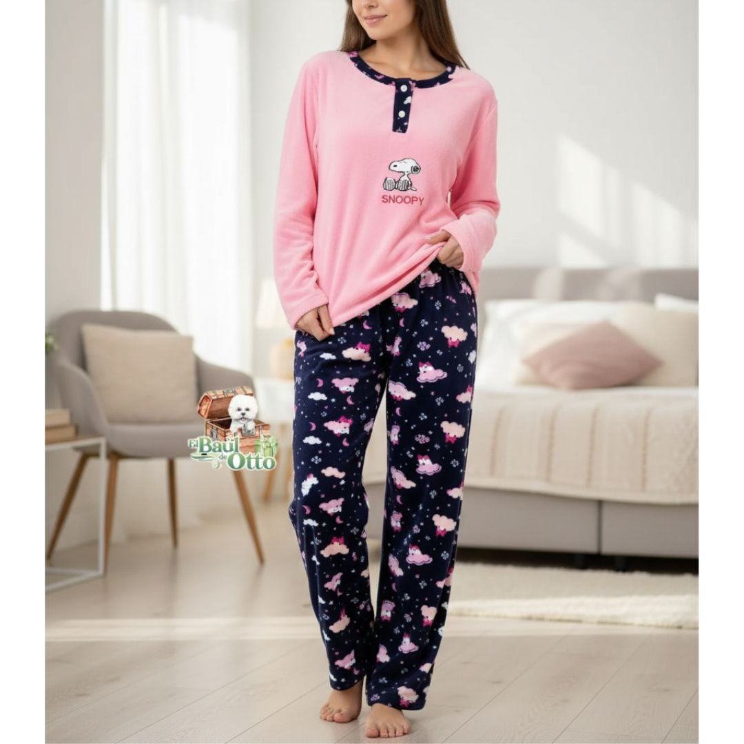 PIJAMA POLAR DAMA CAMISETA + PANTALÓN - 1