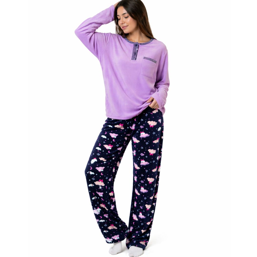 PIJAMA POLAR DAMA CAMISETA + PANTALÓN - 4