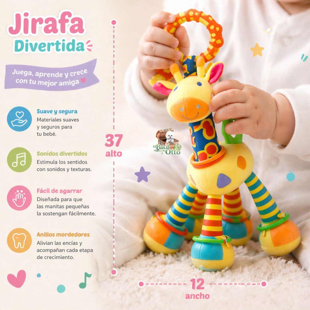JUGUETE SONAJA MORDEDOR COLGANTE JIRAFA ESTIMULACIÓN TEMPRANA - 1