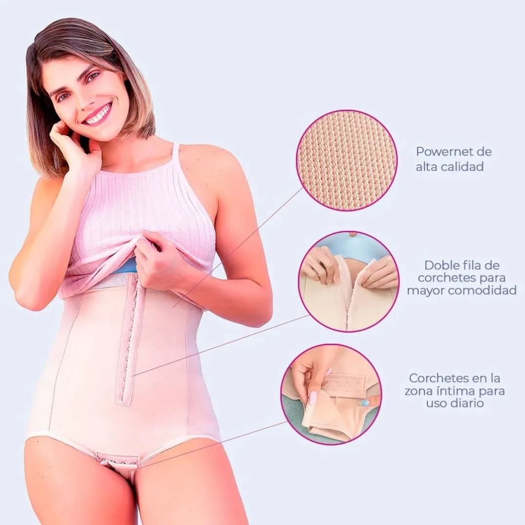 FAJA BEIGE QUIRÚRGICA POST PARTO NATURAL O CESÁREA MATERNA - 1