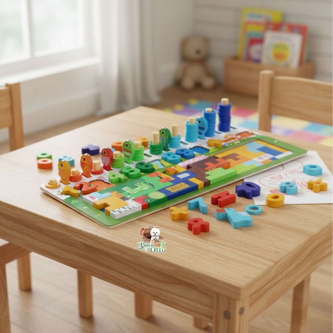 TABLERO MONTESSORI DE MADERA DIDÁCTICO MULTIFUNCIONAL CON TETRIS PUZZLE PARA NIÑOS - 2
