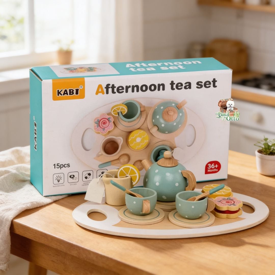 JUEGO DE TÉ MONTESSORI DE 14 PIEZAS DE MADERA PARA NIÑAS - 1