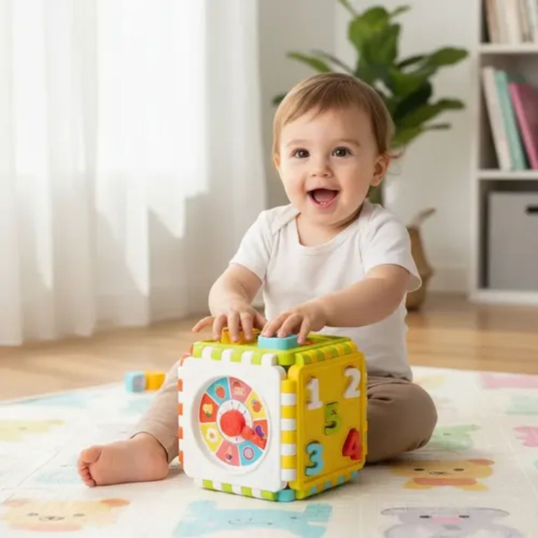 JUEGO DE ENCAJE DE FORMAS DE PLÁSTICO - CUBO DIDÁCTICO - 1