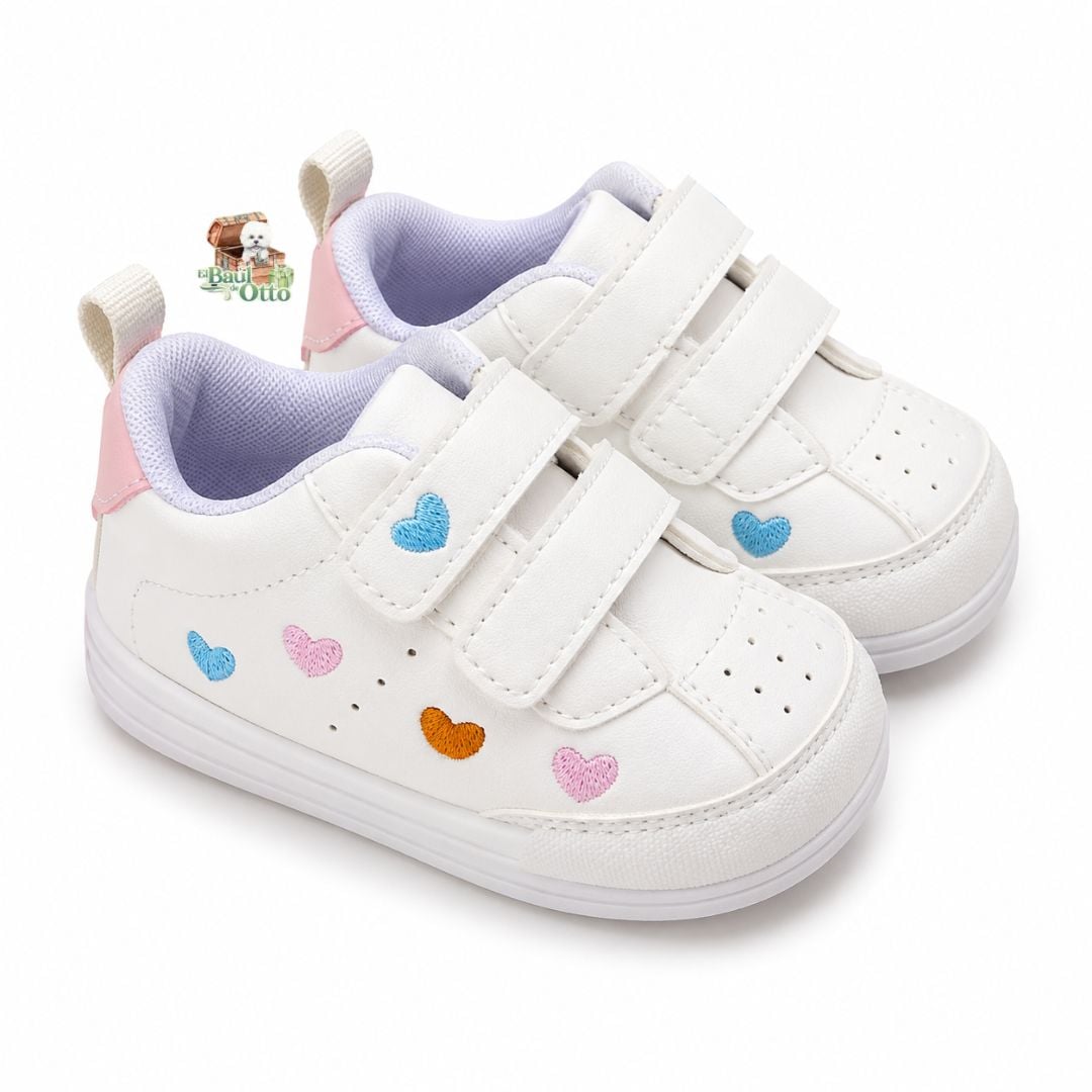 ZAPATILLA PARA BEBE NIÑA 10 A 15 MESES CON CORAZONCITOS - 1
