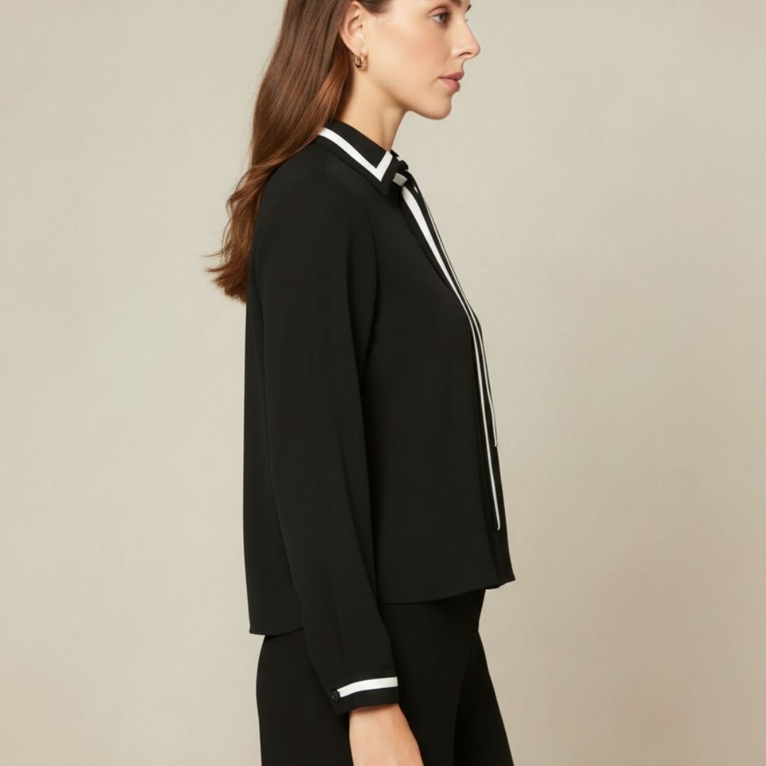 BLUSA ELEGANTE PARA MUJER COLOR NEGRO DE DISEÑO MODERNO - 3