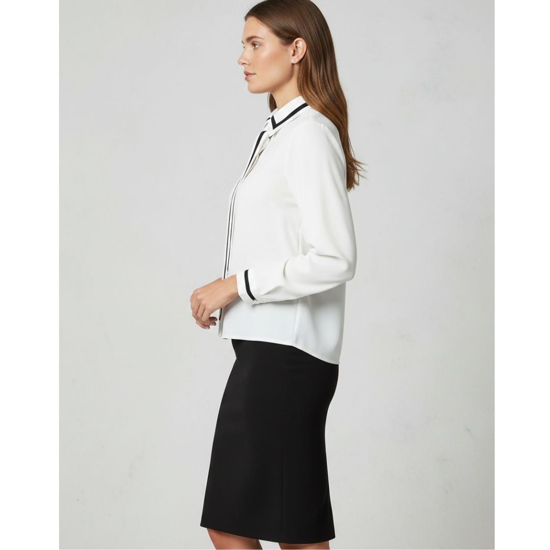 BLUSA ELEGANTE PARA MUJER COLOR HUESO DE DISEÑO MODERNO - 2