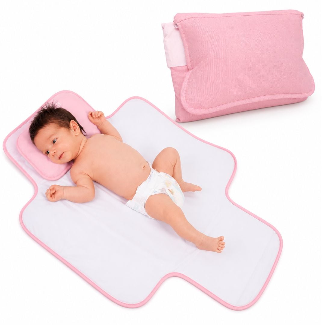 ALMOHADA Y CAMBIADOR ACOLCHADO PORTÁTIL BEBÉ - ROSADO - 1