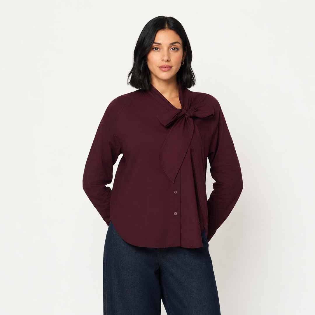 BLUSA PARA DAMA COLOR VINO - 1