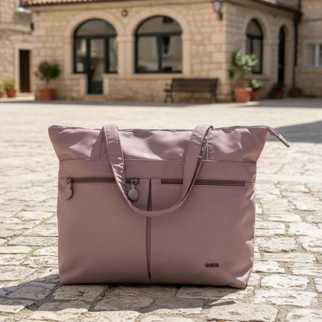BOLSO TOTE CON PORTALAPTOP CON ASA Y CORREA HASTA 14 - LILA - 1