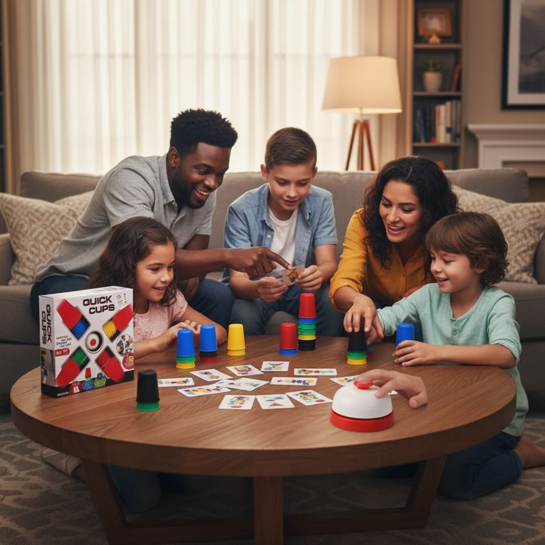 JUEGO DE MESA VASOS  INTERACTIVO RAPIDOS APILABLES QUICK CUPS CARTAS - 1