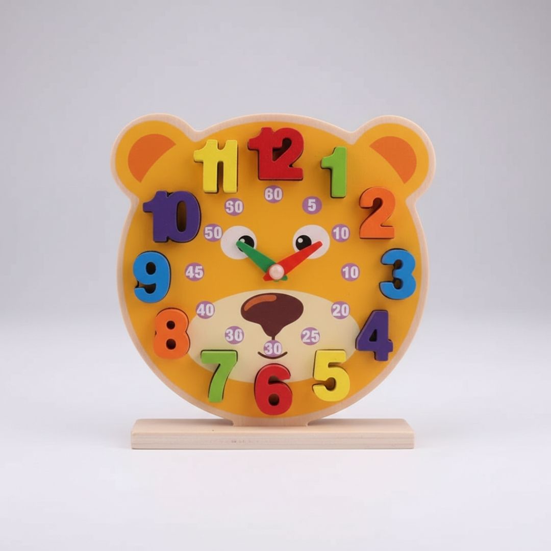 RELOJ DE MADERA PARA APRENDER LAS HORAS PARA NIÑOS - 1