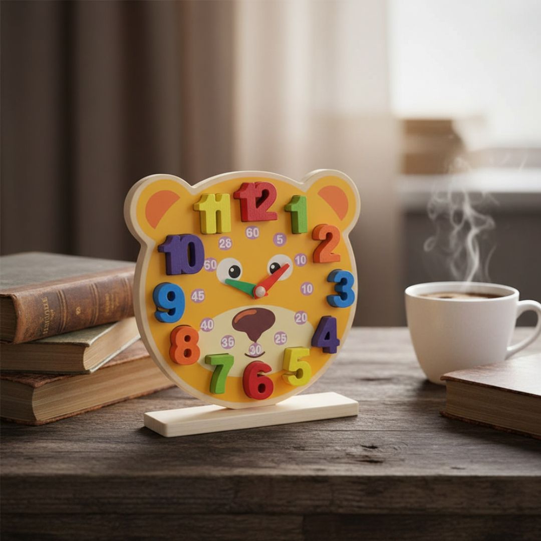 RELOJ DE MADERA PARA APRENDER LAS HORAS PARA NIÑOS - 2