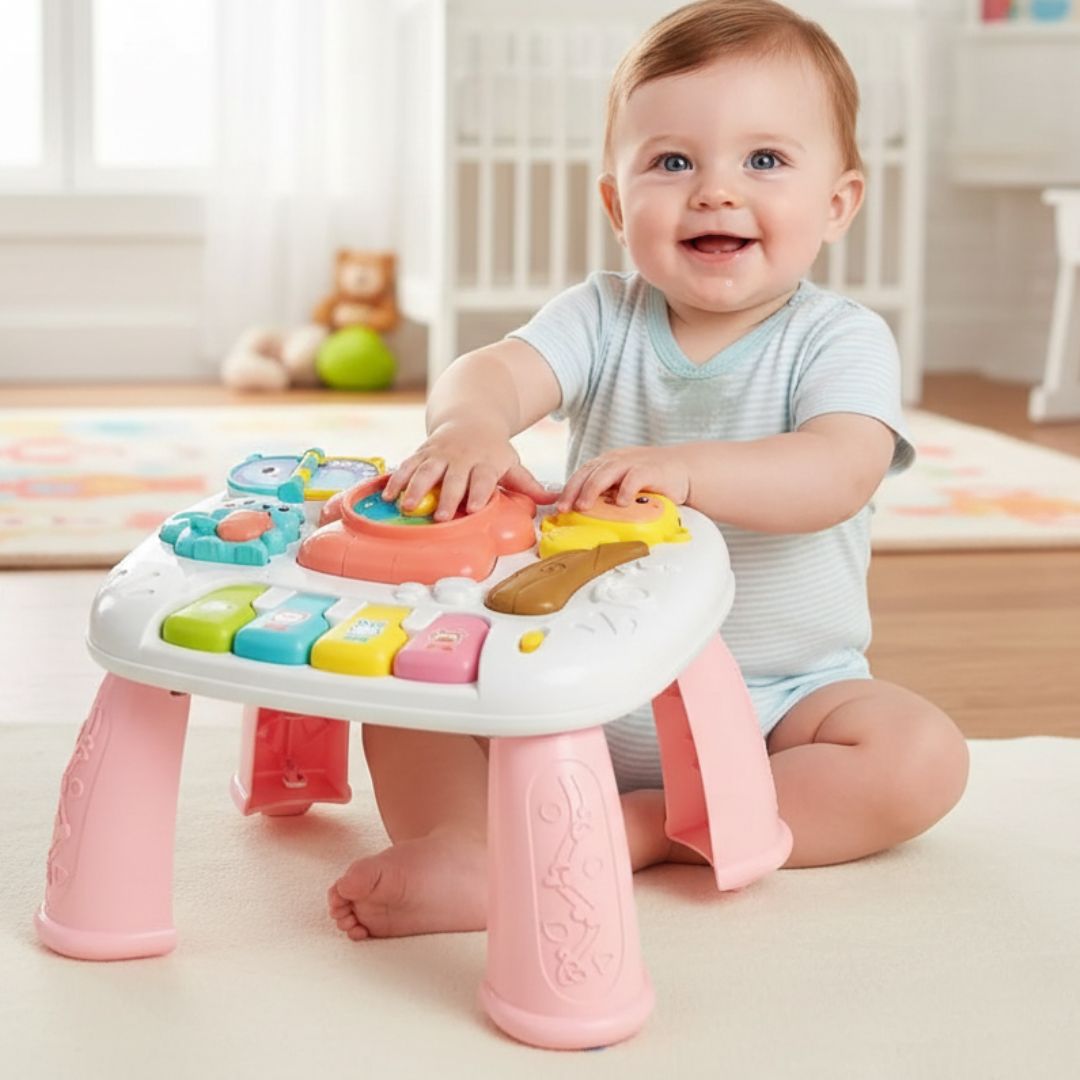 MESA DIDACTICA DE ACTIVIDADES MUSICAL E INTERACTIVA PARA BEBE - ROSADO - 1