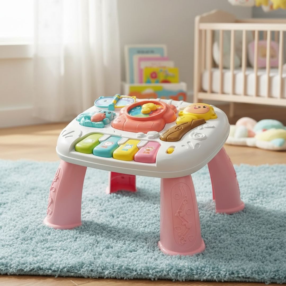 MESA DIDACTICA DE ACTIVIDADES MUSICAL E INTERACTIVA PARA BEBE - ROSADO - 2