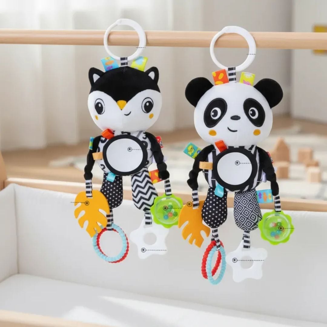 JUGUETE COLGADOR SENSORIAL DE FELPA SONAJA PELUCHE ALTO CONTRASTE - 1