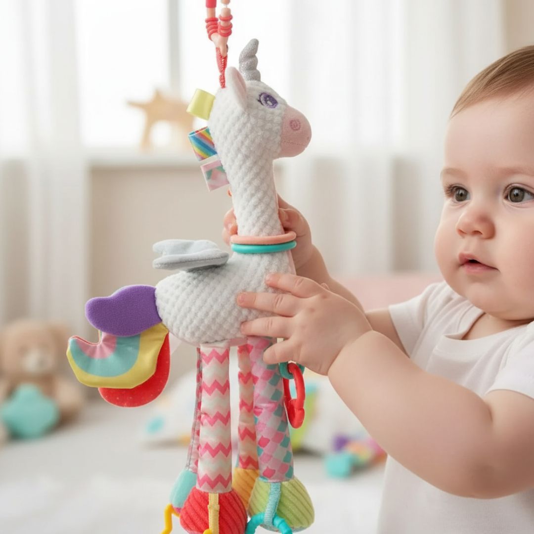 PELUCHE SONAJA SENSORIAL CON COLGADOR DE UNICORNIO - NIÑA - 1