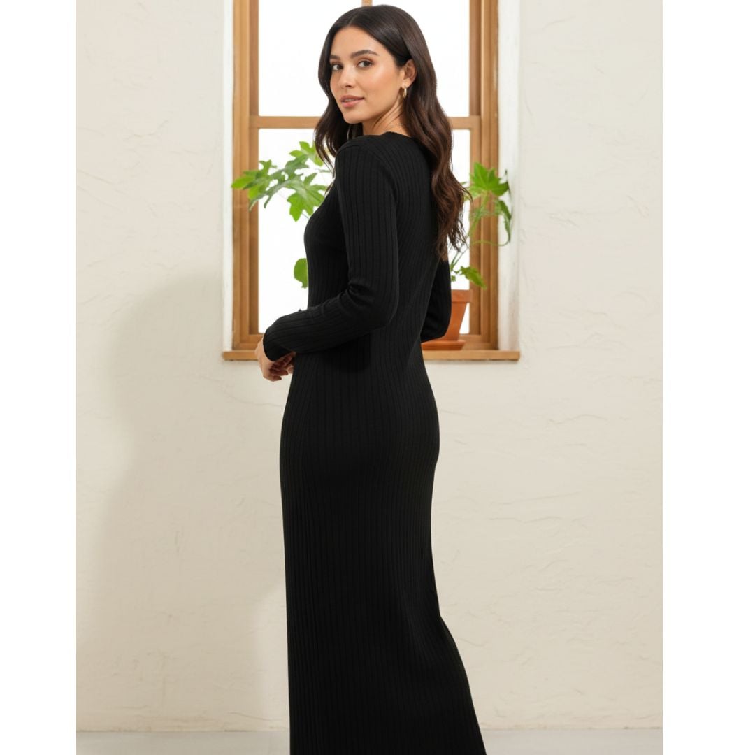 VESTIDO LARGO MUJER HILO - CASHMERE - 3