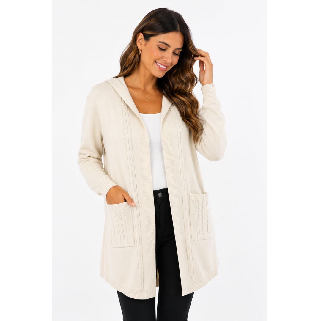CARDIGAN CON CAPUCHA / CHOMPA DE HILO CASHMERE - 3