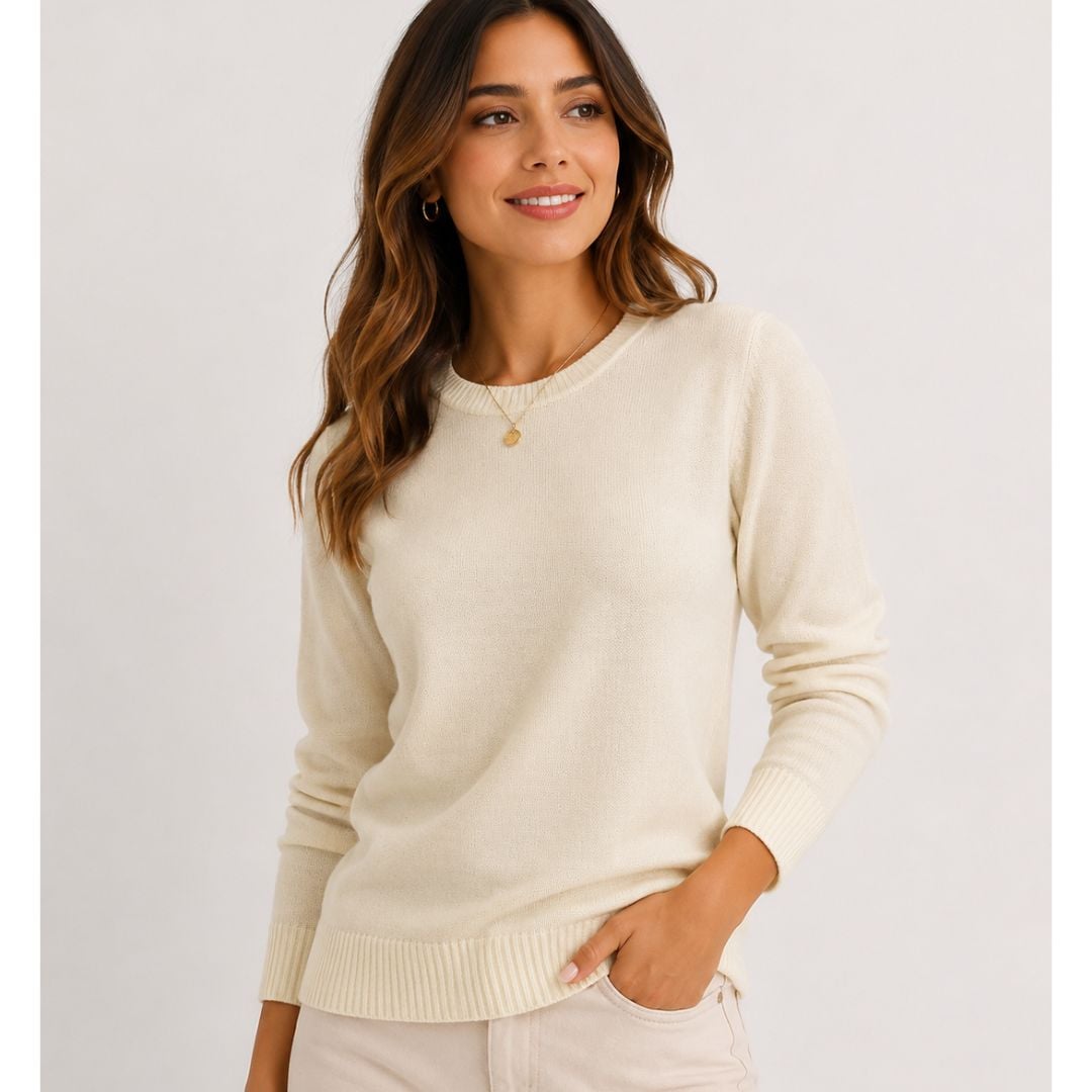 CHOMPA MUJER CUELLO REDONDO CASHMERE HILO - 1