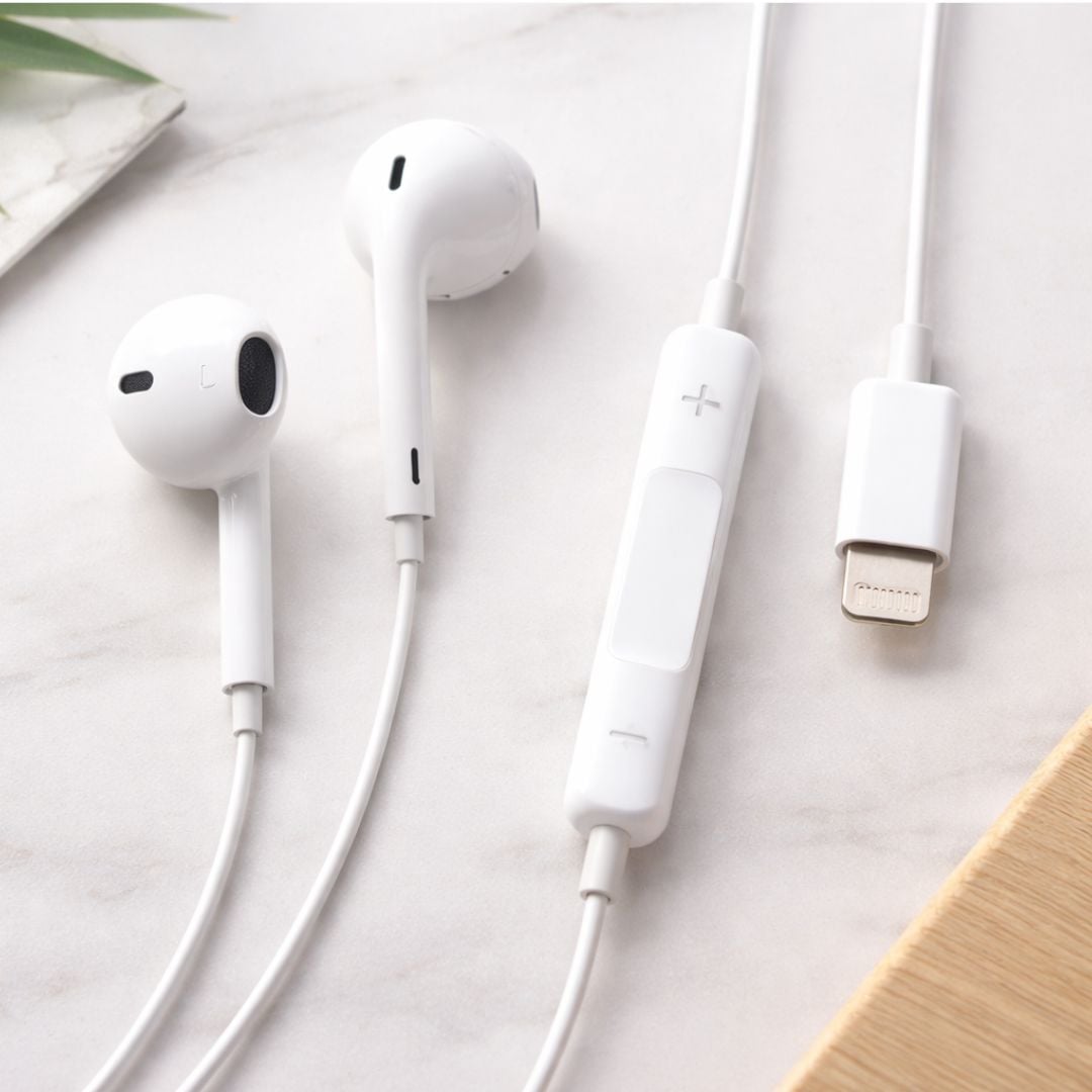 AURICULAR / AUDIFONOS MANOS LIBRES COMPATIBLE LIGHTNING  COLOR BLANCO - 1