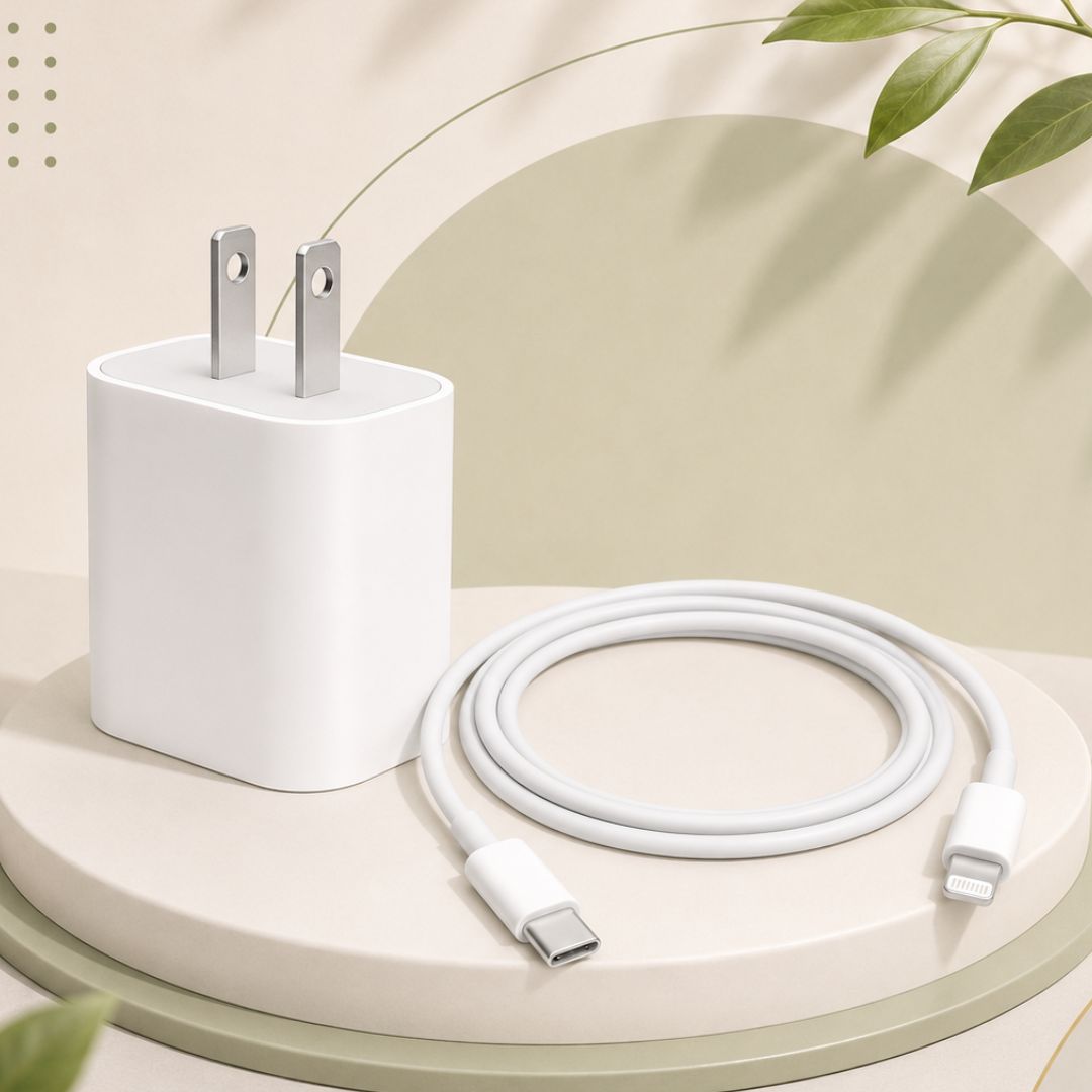 CARGADOR CUBO C + CABLE LIGHTNING DE CARGA RÁPIDA - 1