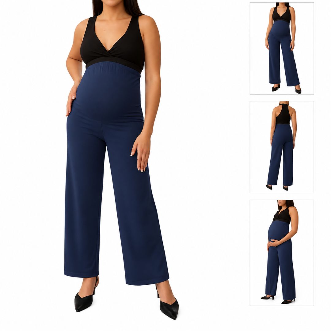 PANTALÓN FRESCO DE TELA LINO CON BOLSILLOS PARA EMBARAZADA / MATERNIDAD - 1