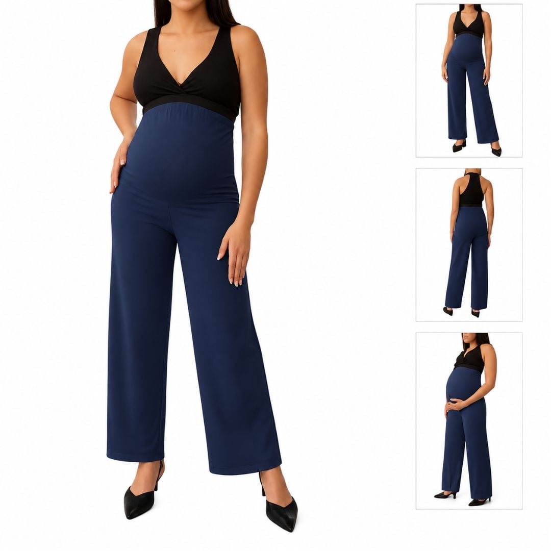 PANTALÓN FRESCO DE TELA LINO CON BOLSILLOS PARA EMBARAZADA / MATERNIDAD - 1