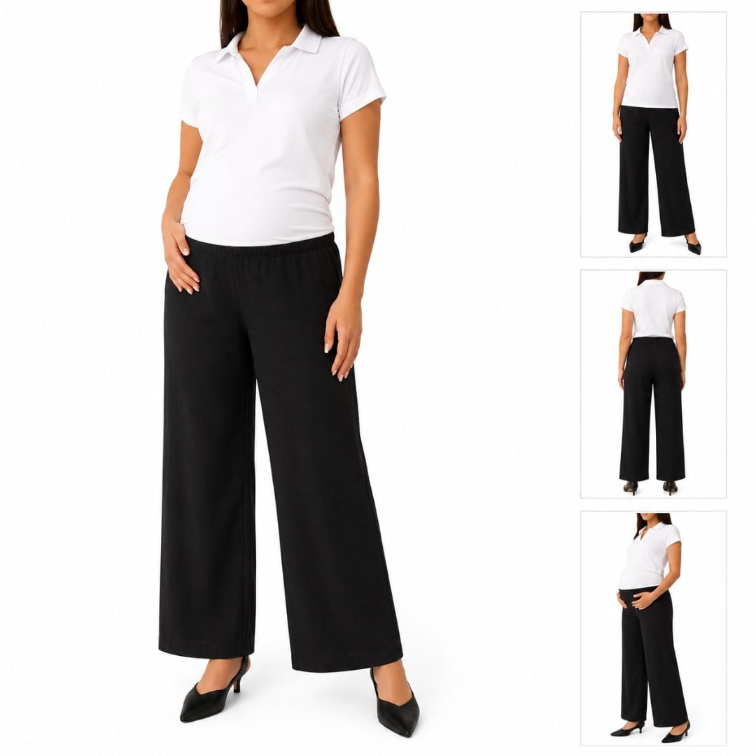 PANTALÓN FRESCO DE TELA LINO CON BOLSILLOS PARA EMBARAZADA / MATERNIDAD - 1
