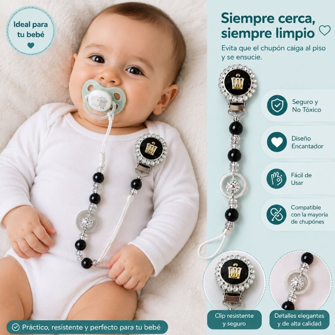 SUJETADOR DE CHUPÓN PARA BEBE - NEGRO - 1