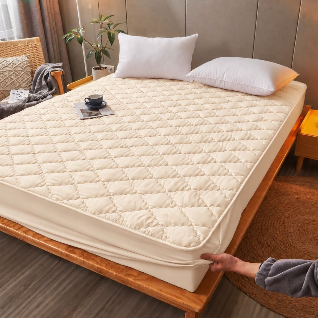 FUNDA PROTECTOR DE COLCHÓN IMPERMEABLE ANTIFLUIDOS - CREMA - 2