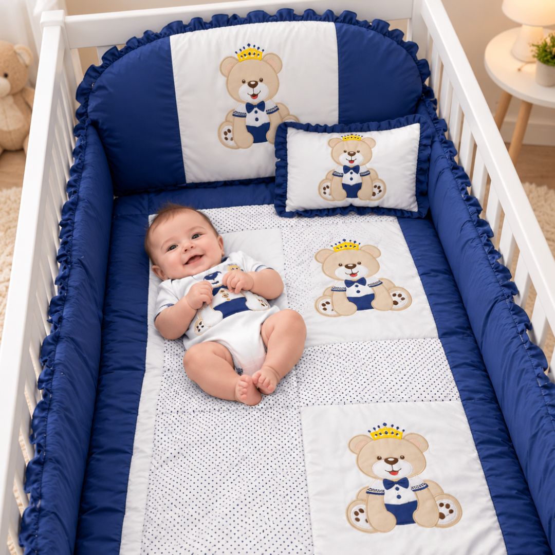 SET DE CUNA DE BEBE CON 5 PIEZAS - AZUL - 1