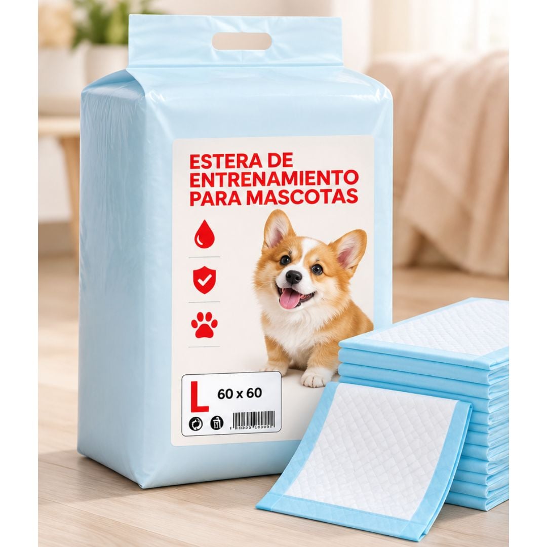 TRAINING PADS - PAÑALES DE PISO (60X60CM) CON CINTA ADHESIVA TALLA L - 40UND - 1