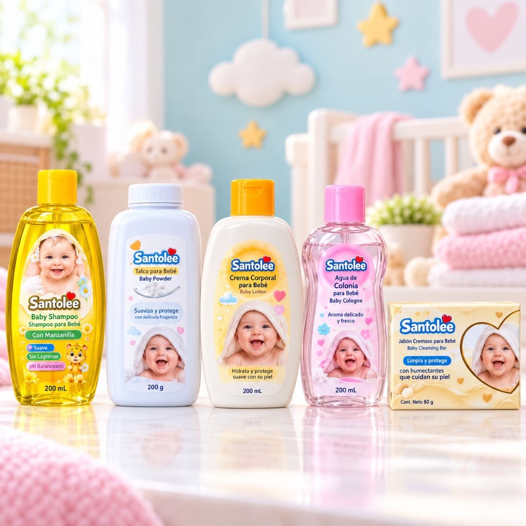 SET DE CUIDADO DE BEBE KIT RECIEN NACIDO (SHAMPOO + TALCO+ COLONIA + ACEITE + JABON) - NIÑA - 2