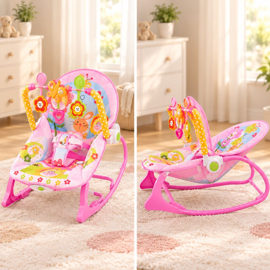 SILLA MECEDORA VIBRADORA MUSICAL PARA BEBÉ - ROSADO - 2