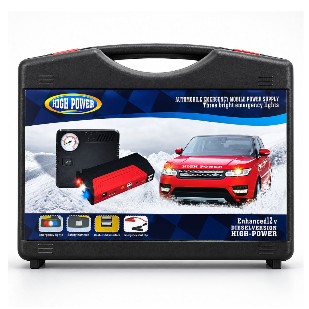 ARRANCADOR BATERÍA PORTÁTIL + INFLADOR 4 EN 1 AUTOS CAMIONETAS - 2