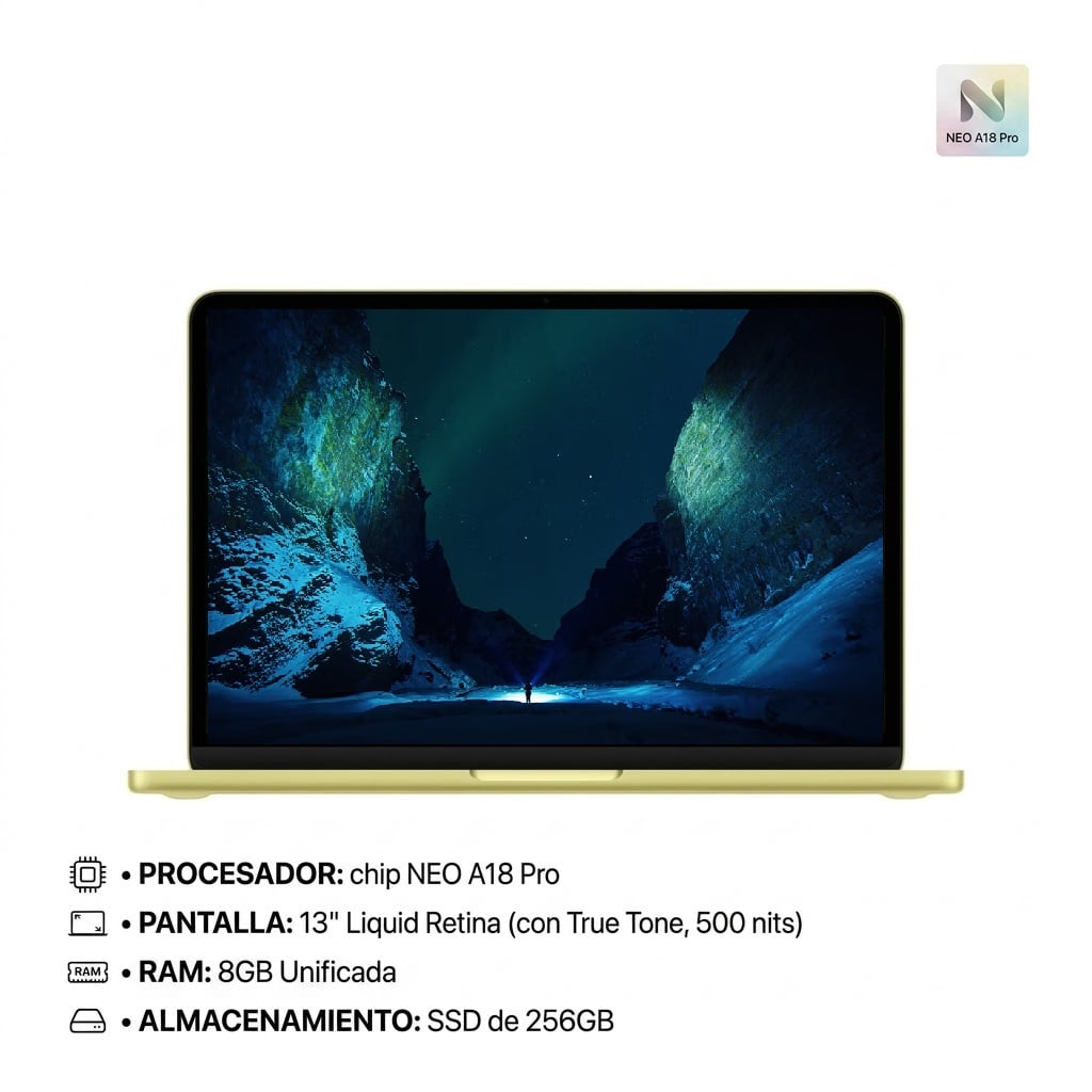 MACBOOK NEO A18 PRO RAM 8GB SSD 256GB PANTALLA 13 TECLADO ESPAÑOL - CITRUS - 1