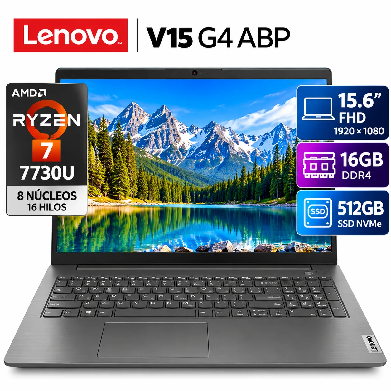 LAPTOP LENOVO RYZEN 7 7730U 16GB RAM 512GB SSD 15.6 FHD V15 G4 ABP - 1