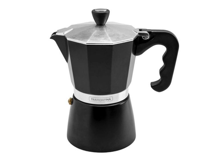 CAFETERA ITALIANA 6 TZS DE ALUM NEGRO TRAMONTINA - 1