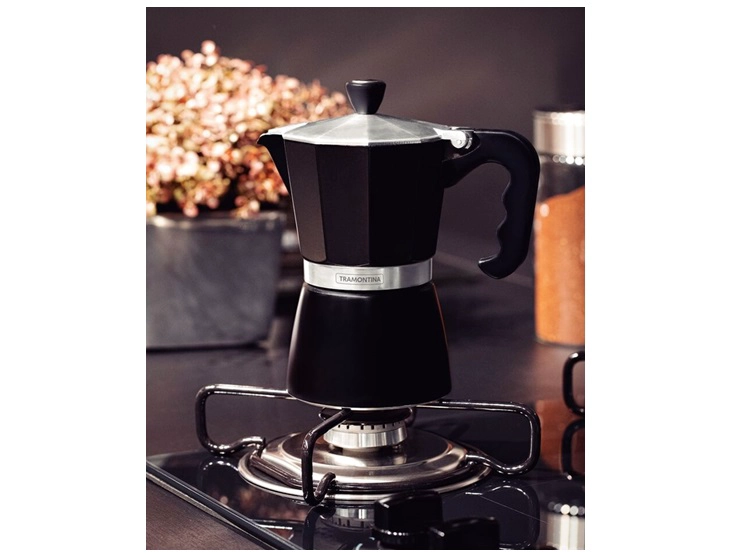 CAFETERA ITALIANA 6 TZS DE ALUM NEGRO TRAMONTINA - 2