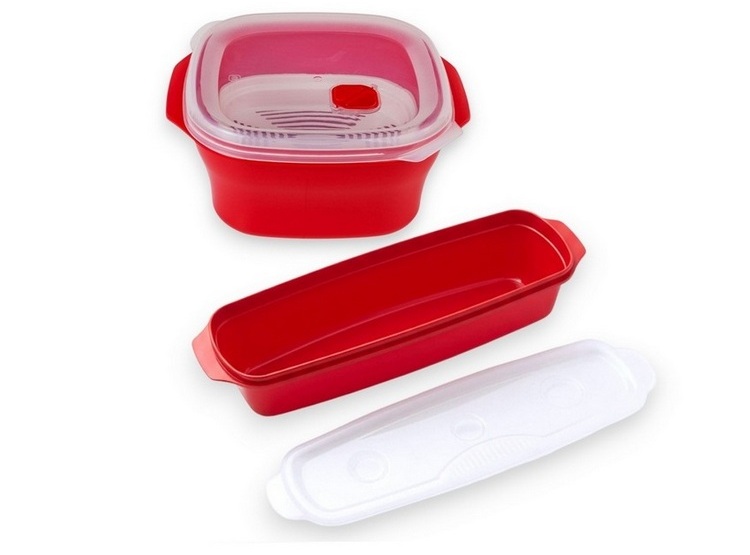 SET DE 2 TAPERS PARA COCINAR EN MICROONDAS VAPORERA + ESPAGUETERA - 2