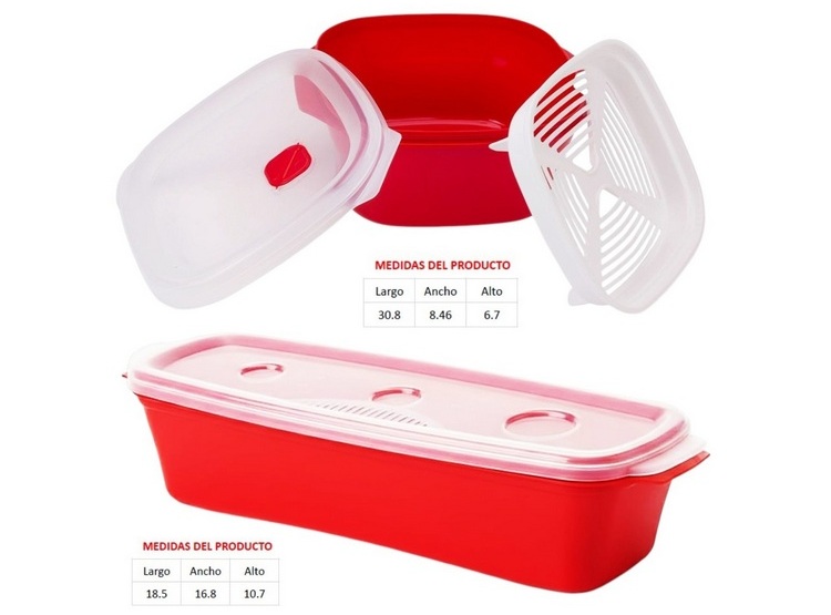 SET DE 2 TAPERS PARA COCINAR EN MICROONDAS VAPORERA + ESPAGUETERA - 3