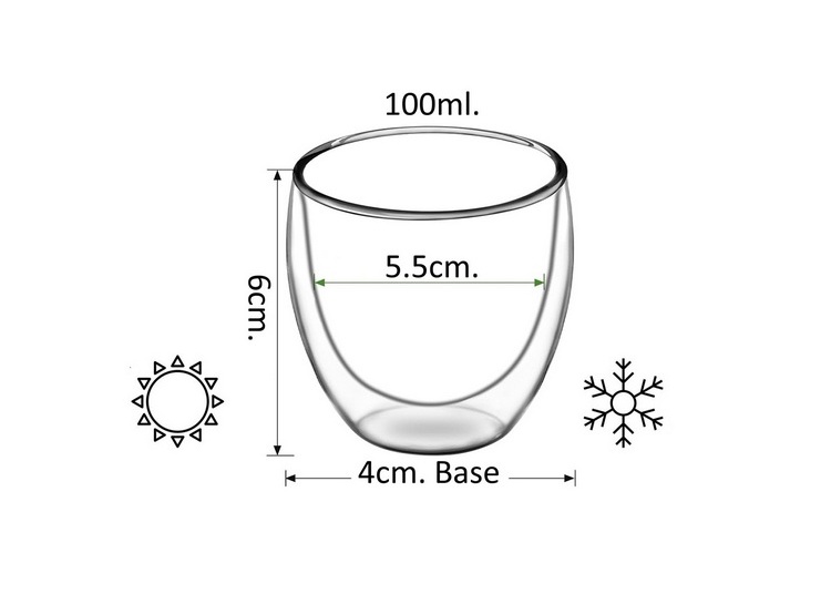 SET DE 4 TAZAS DOBLE PARED PARA CAFÉ ESPRESSO - TRANSPARENTE - 2