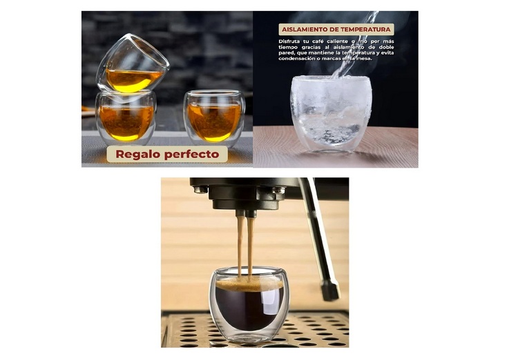 SET DE 4 TAZAS DOBLE PARED PARA CAFÉ ESPRESSO - TRANSPARENTE - 5