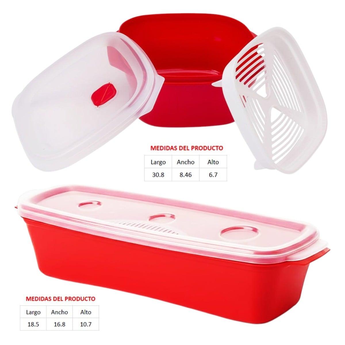 SET DE 2 TAPERS PARA COCINAR EN MICROONDAS VAPORERA + ESPAGUETERA - 2
