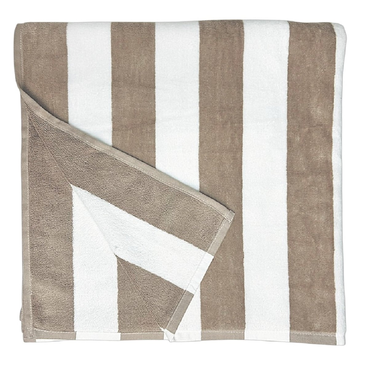 TOALLA DE PLAYA MARRÓN ARENA CON BLANCO 90CM X 180CM - 1