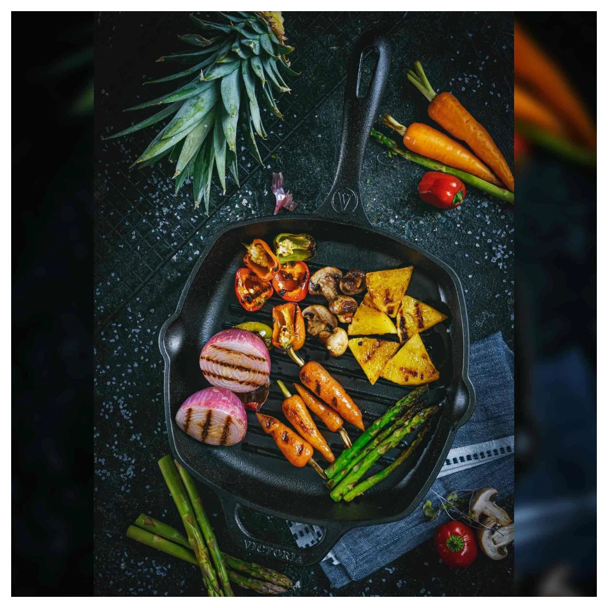 SARTÉN GRILL DE HIERRO FUNDIDO 25CM PRECURADA + MANGO PROTECTOR DE SILICONA - 3