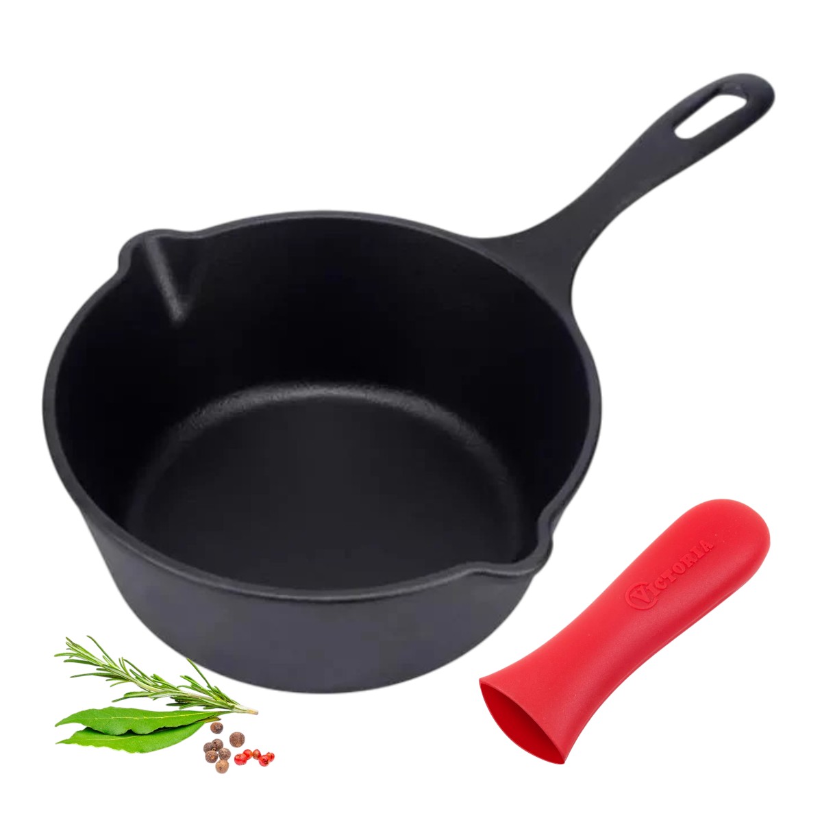 SARTÉN CACEROLA DE HIERRO PROFUNDA DE 20CM PRECURADA + MANGO PROTECTOR DE SILICONA - 1